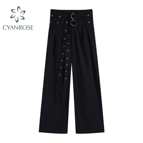 double belt high waist black loose pants women fashion casual office ladies wide leg trousers mujer korean streetwear 210515, Black;white
double belt high waist black loose pants women fashion casual office ladies wide leg trousers mujer korean streetwear 210515, Black;white