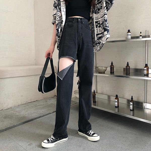 women's jeans 2 colors s-xl summer korean style loose women long denim pants high waist straight big hole for womens (78368), Blue
women's jeans 2 colors s-xl summer korean style loose women long denim pants high waist straight big hole for womens (78368), Blue