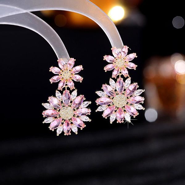 dangle earrings for women zircon earring flower daisy female fashion personality wedding jewelry & chandelier, Silver 
dangle earrings for women zircon earring flower daisy female fashion personality wedding jewelry & chandelier, Silver