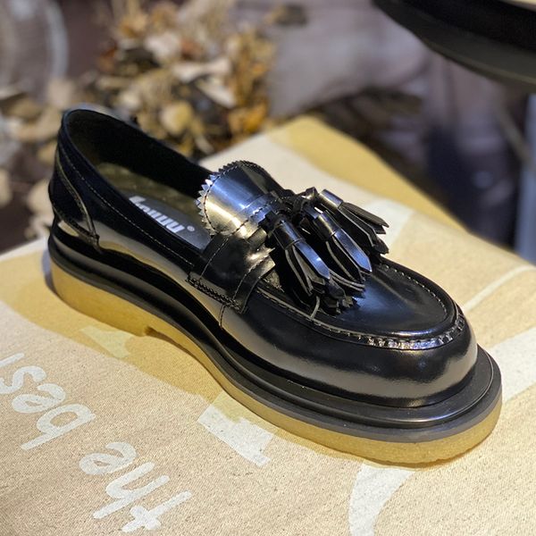 tassel fringe formal business shoes handmade full grain leather mens loafers lazy shoe thick heel, Black
tassel fringe formal business shoes handmade full grain leather mens loafers lazy shoe thick heel, Black