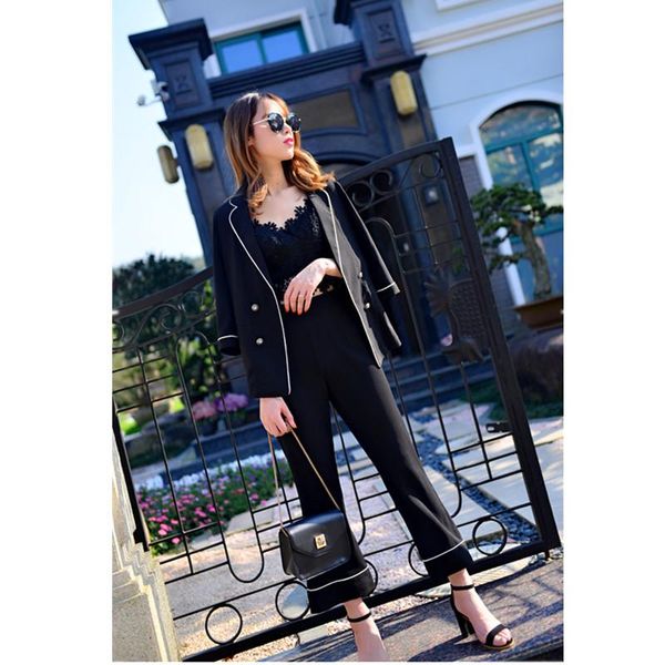 women's suits & blazers pant costumes for women office business uniform styles elegant formal work wear sets, White;black
women's suits & blazers pant costumes for women office business uniform styles elegant formal work wear sets, White;black