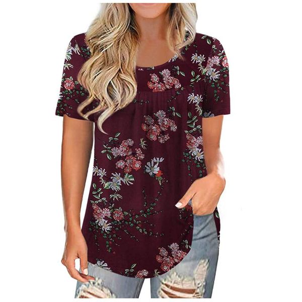 women's t-shirt ropa para mujer fashion women plus size 4xl round neck flower print short sleeve casual pullover de moda #24, White
women's t-shirt ropa para mujer fashion women plus size 4xl round neck flower print short sleeve casual pullover de moda #24, White