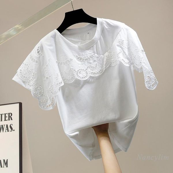 women's t-shirt crocheted hollow lace shawl splicing pullover short sleeve for women fashion design casual cotton summer 2021, White
women's t-shirt crocheted hollow lace shawl splicing pullover short sleeve for women fashion design casual cotton summer 2021, White