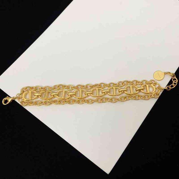 new multi-layer strength chain necklace female brass bracelet, Golden;silver