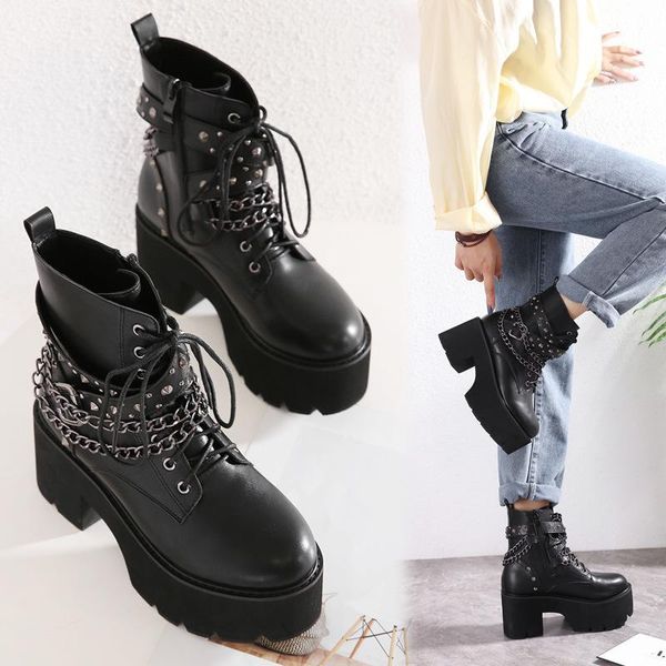 dress shoes 2021 autumn and winter high-heeled women's rivet chain thick heel short boots muffin 42, Black
dress shoes 2021 autumn and winter high-heeled women's rivet chain thick heel short boots muffin 42, Black