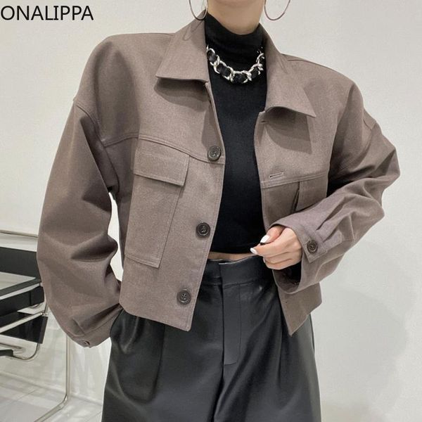 women's jackets onalippa women jacket 2021 autumn elegant retro temperament lapel three buttons large pockets loose wild long-sleeved s, Black;brown
women's jackets onalippa women jacket 2021 autumn elegant retro temperament lapel three buttons large pockets loose wild long-sleeved s, Black;brown