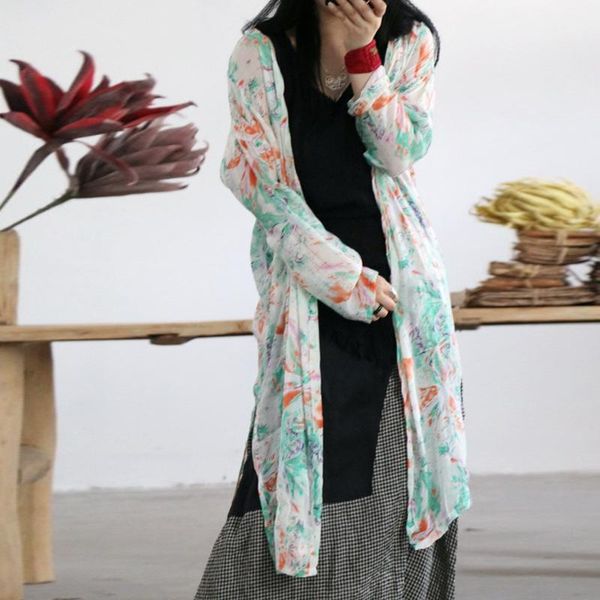 women's trench coats johnature women coat silk vintage irregular long sleeve clothes 2021 summer chinese style print floral, Tan;black
women's trench coats johnature women coat silk vintage irregular long sleeve clothes 2021 summer chinese style print floral, Tan;black