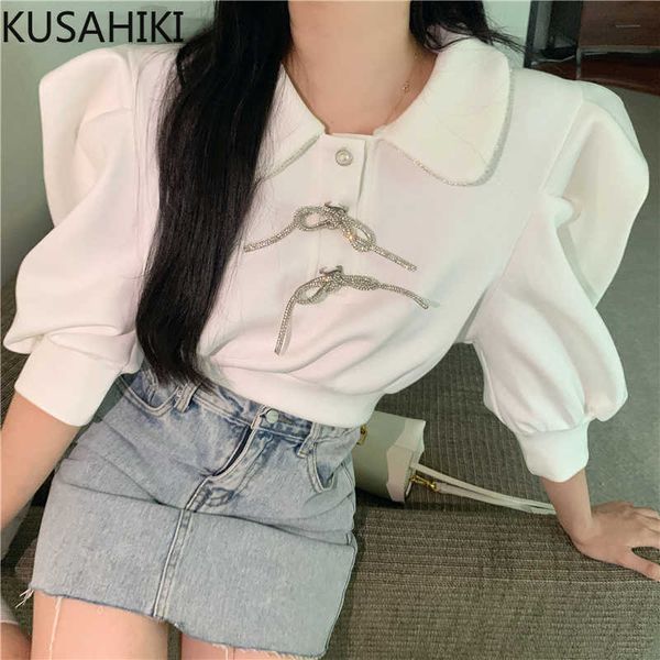 kusahiki puff sleeve womens summer bowknot turn-down collar blouse causal korean solid blusas shirt 6h410 210602, White
kusahiki puff sleeve womens summer bowknot turn-down collar blouse causal korean solid blusas shirt 6h410 210602, White