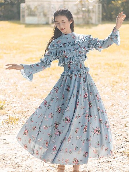 casual dresses boshow 2021 bohemian women long maxi sleeve spring autum s-l ruffles chiffon big hem flower print, Black;gray
casual dresses boshow 2021 bohemian women long maxi sleeve spring autum s-l ruffles chiffon big hem flower print, Black;gray