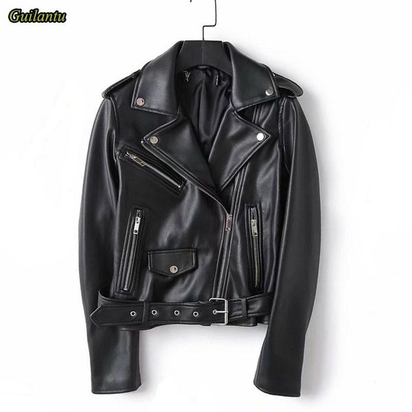 women's leather & faux guilantu motorcycle jacket spring jackets ladies moto biker zipper basic coat female short outerwear, Black
women's leather & faux guilantu motorcycle jacket spring jackets ladies moto biker zipper basic coat female short outerwear, Black