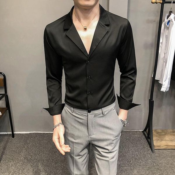 men's casual shirts loldeal men shirt long sleeve british style slim solid color business, White;black
men's casual shirts loldeal men shirt long sleeve british style slim solid color business, White;black