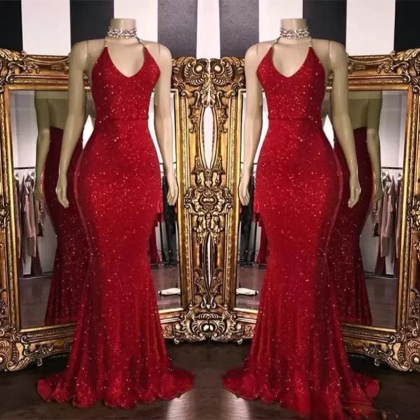 red evening dresses sparkly sequins 2022 halter sleeveless custom made sheath prom party gown floor length vestidos formal occasion wear, Black;red
red evening dresses sparkly sequins 2022 halter sleeveless custom made sheath prom party gown floor length vestidos formal occasion wear, Black;red