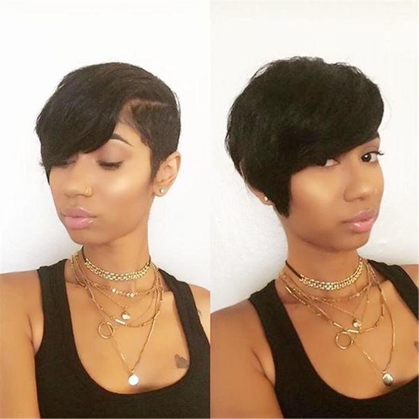 human hair short straight pixie cut full none lace front wig natural hairline machine made women's, Black;brown
human hair short straight pixie cut full none lace front wig natural hairline machine made women's, Black;brown