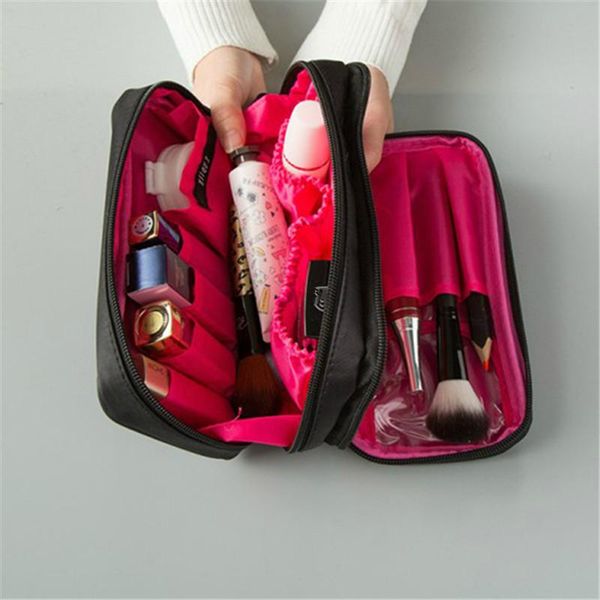 fashion woman cosmetic bag temperament elegant black nylon cloth double zipper bags female sided travel wash & cases
fashion woman cosmetic bag temperament elegant black nylon cloth double zipper bags female sided travel wash & cases