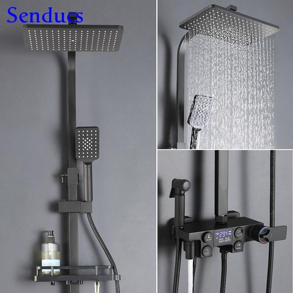 senducs thermostatic shower mixer set quality brass bathroom faucet rainfall matte black digital sets
senducs thermostatic shower mixer set quality brass bathroom faucet rainfall matte black digital sets