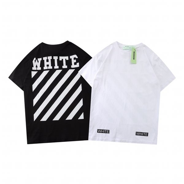 new ow stripe slash off short sleeve street fashion brand white youth leisure t-shirt for men, White;black
new ow stripe slash off short sleeve street fashion brand white youth leisure t-shirt for men, White;black