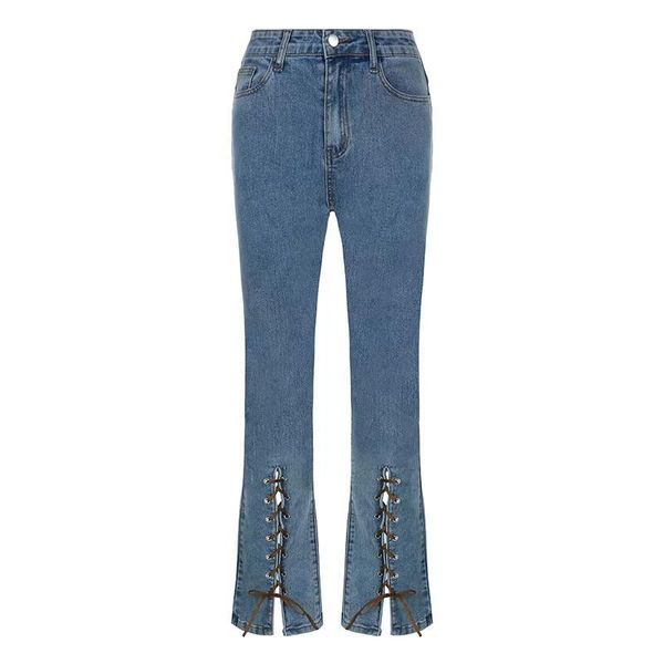 women's jeans trousers strap design slim fashion casual flared pants high waist, Blue
women's jeans trousers strap design slim fashion casual flared pants high waist, Blue