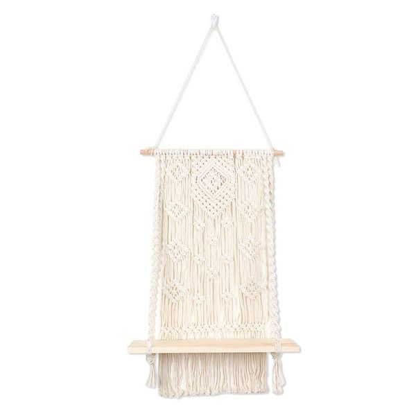 -wooden macrame wall hanging rope floating shelf plant rack boho tapestry home decor 15.7x27inch other
-wooden macrame wall hanging rope floating shelf plant rack boho tapestry home decor 15.7x27inch other