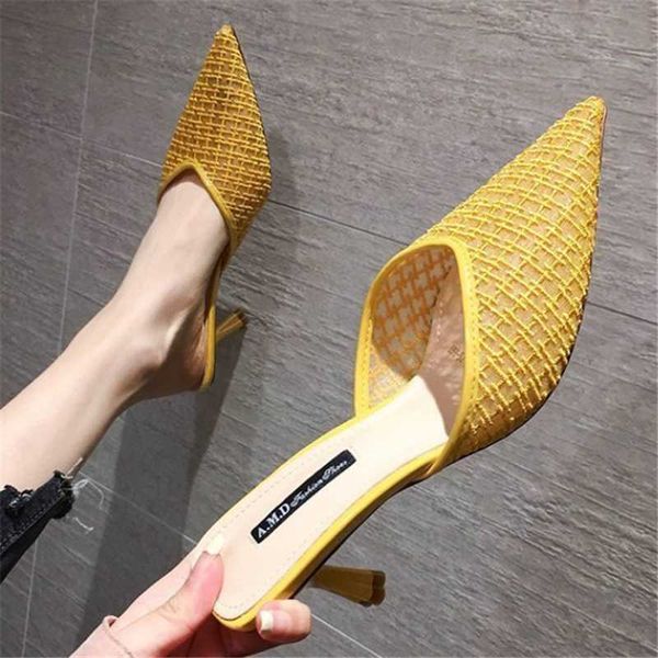 summer women's high heel slippers fashion breathable hollow mesh pointed toe ladies sandals classic outdoor mules, Black
summer women's high heel slippers fashion breathable hollow mesh pointed toe ladies sandals classic outdoor mules, Black