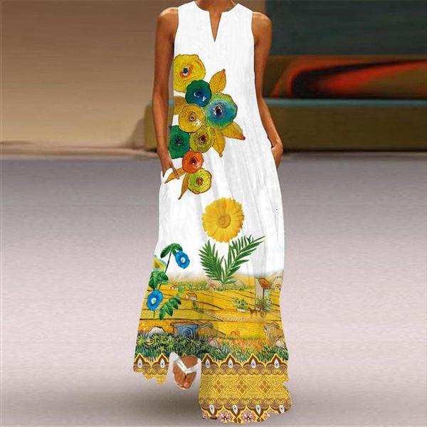 casual summer print sleeveless womens dress pocket loose retro plus size floral maxi female long dresses, Black;gray
casual summer print sleeveless womens dress pocket loose retro plus size floral maxi female long dresses, Black;gray