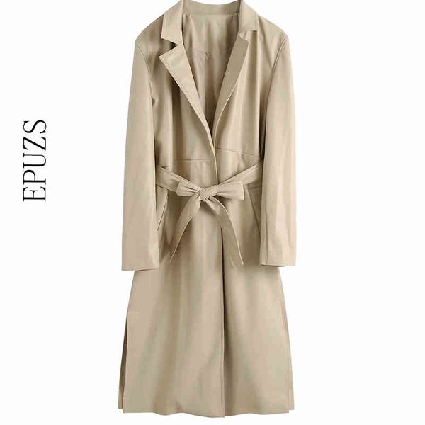 fashion slim oversize pu jacket coat lady elegant sashes thick pocket temperament long windbreaker famale outerwear chic 210430, Tan;black
fashion slim oversize pu jacket coat lady elegant sashes thick pocket temperament long windbreaker famale outerwear chic 210430, Tan;black
