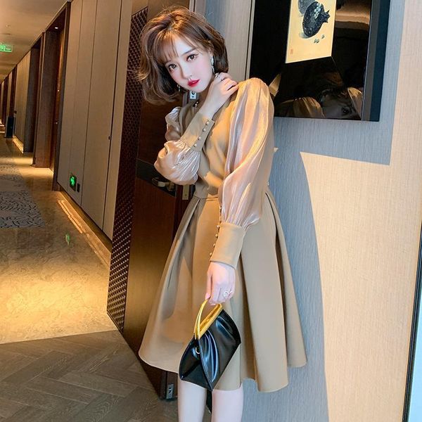 women 2021 spring autumn dress female solid color high waist a line midi dresses ladies casual long sleeve vintage vestidos f99, Black;gray
women 2021 spring autumn dress female solid color high waist a line midi dresses ladies casual long sleeve vintage vestidos f99, Black;gray