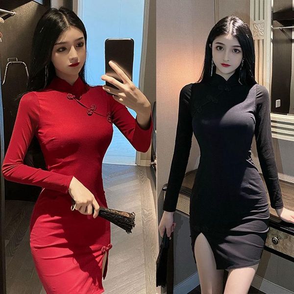 summer cheongsam style short sleeve waistband slim fit bag hip slit club dress casual dresses, Black;gray
summer cheongsam style short sleeve waistband slim fit bag hip slit club dress casual dresses, Black;gray