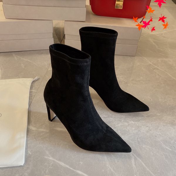 2022 winter women dress boots high heels design leather boot knitted sock-like flats biker luxury designer shoes tall ankle booties with log, Black
2022 winter women dress boots high heels design leather boot knitted sock-like flats biker luxury designer shoes tall ankle booties with log, Black