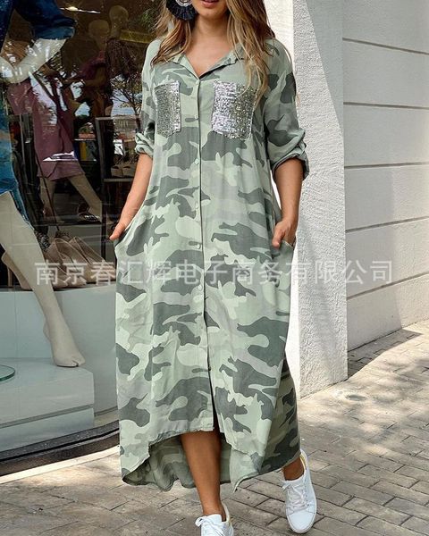 casual dresses european and american green camouflage stitching sequined shirt dress long sleeve harajuku, Black;gray
casual dresses european and american green camouflage stitching sequined shirt dress long sleeve harajuku, Black;gray