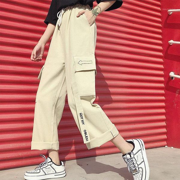 big pocket cargo pants women's loose street spring/summer straight drawstring wide leg black khaki trousers women & capris, Black;white
big pocket cargo pants women's loose street spring/summer straight drawstring wide leg black khaki trousers women & capris, Black;white