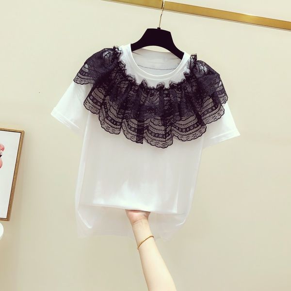 t shirt patch tshirt woman spring and summer lace stitching round neck short sleeve t-shirt casual tee, White
t shirt patch tshirt woman spring and summer lace stitching round neck short sleeve t-shirt casual tee, White