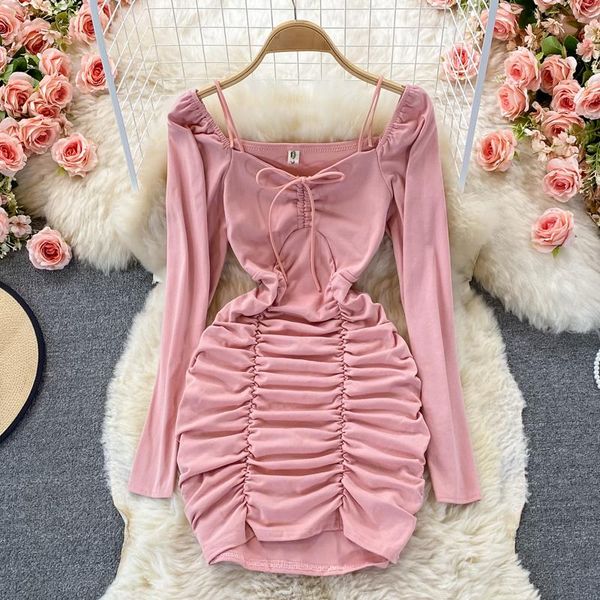 casual dresses autumn 2021 women korean long sleeve slim vintage robe fashion ladies soild square neck wrinkled elegant dress vestidos, Black;gray
casual dresses autumn 2021 women korean long sleeve slim vintage robe fashion ladies soild square neck wrinkled elegant dress vestidos, Black;gray