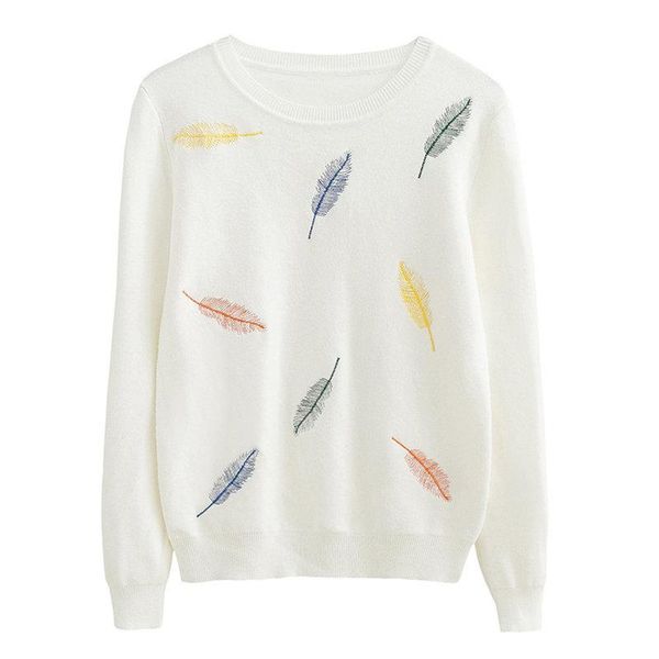women's sweaters syj autumn winter women fashion feather embroidery knitted black white woman/girl casual sweater, White;black
women's sweaters syj autumn winter women fashion feather embroidery knitted black white woman/girl casual sweater, White;black