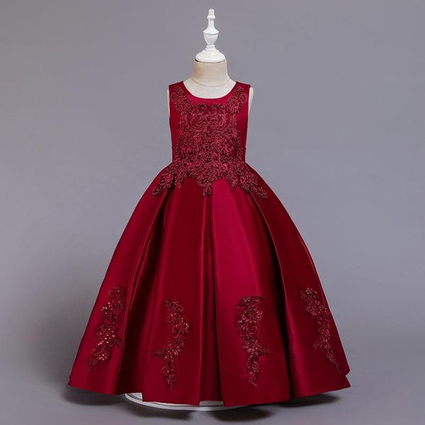 girl's dresses flower girls bow sleeveless burgundy lace pearls embroidery ball gown o-neck floor-length kids party princess skirt f100, Red;yellow
girl's dresses flower girls bow sleeveless burgundy lace pearls embroidery ball gown o-neck floor-length kids party princess skirt f100, Red;yellow