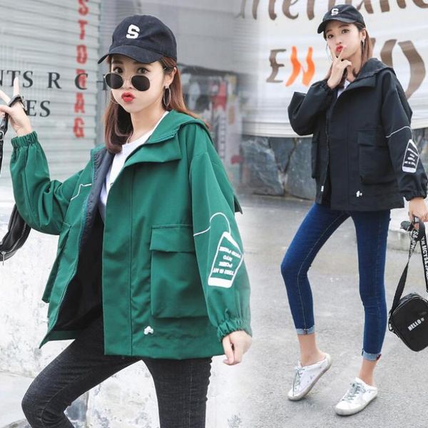 women's jacket baseball uniform korean version tooling bf loose clothes hooded wild color large pocket bandages closing jackets, Black;brown
women's jacket baseball uniform korean version tooling bf loose clothes hooded wild color large pocket bandages closing jackets, Black;brown