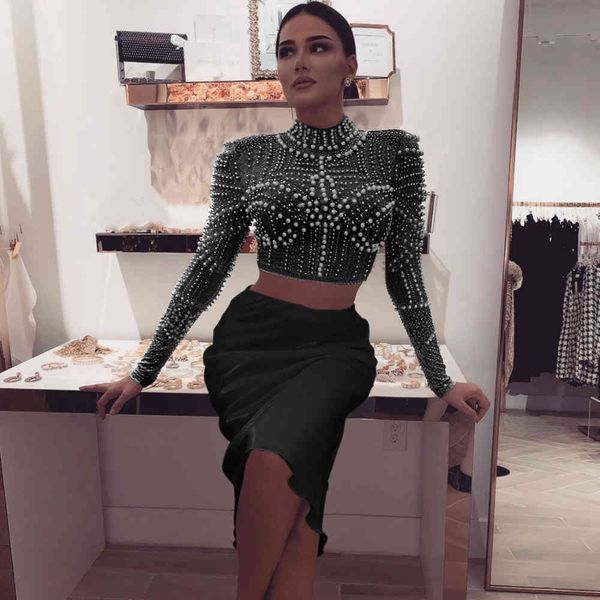 pants black white pearls beading two pieces rayon bandage set club party fashion outfit
pants black white pearls beading two pieces rayon bandage set club party fashion outfit