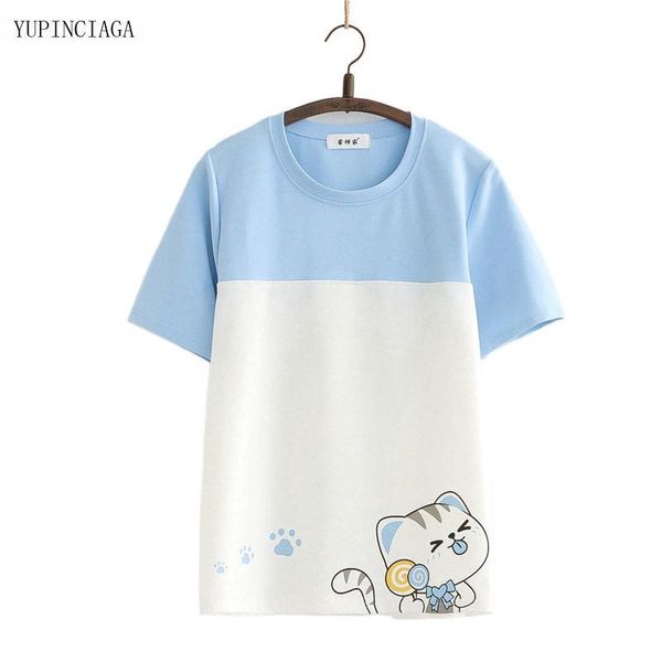 women harajuku t-shirts 2021 summer stitching hit color kawaii cartoon cat print short sleeve cotton t-shirt female tee women's, White
women harajuku t-shirts 2021 summer stitching hit color kawaii cartoon cat print short sleeve cotton t-shirt female tee women's, White