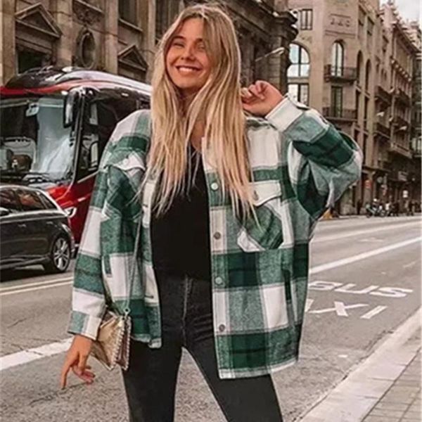 women's blouses & shirts casual plaid shirt women tweed coat buttons pockets female jacket streetwear ladies spring blend coats outerwe, White
women's blouses & shirts casual plaid shirt women tweed coat buttons pockets female jacket streetwear ladies spring blend coats outerwe, White