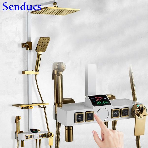 bathroom shower system senducs brass bathtub faucet 10 inch rainfall head white gold digital thermostatic set sets
bathroom shower system senducs brass bathtub faucet 10 inch rainfall head white gold digital thermostatic set sets