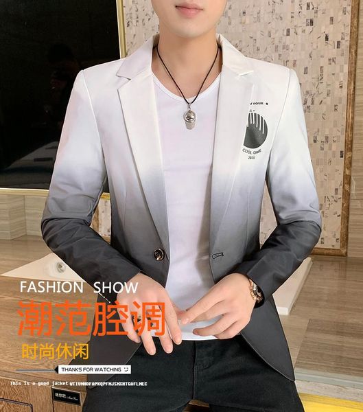 men's suits & blazers men male gradient suit jacket korean style slim fit casual fashion trend dress, White;black
men's suits & blazers men male gradient suit jacket korean style slim fit casual fashion trend dress, White;black