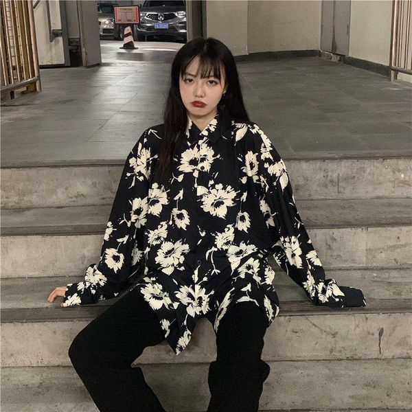women's blouses & shirts 2021 autumn retro hong kong style loose shirt thin floral long sleeve fashion oversized clothing for women, White
women's blouses & shirts 2021 autumn retro hong kong style loose shirt thin floral long sleeve fashion oversized clothing for women, White