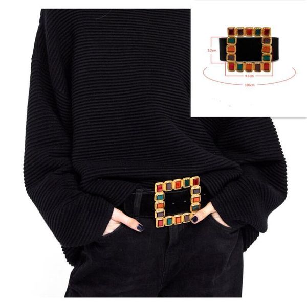 vintage colorful diamond square buckle belts for women faux leather wide black belt jeans women's fashion luxury brand designer 210326, Black;brown
vintage colorful diamond square buckle belts for women faux leather wide black belt jeans women's fashion luxury brand designer 210326, Black;brown