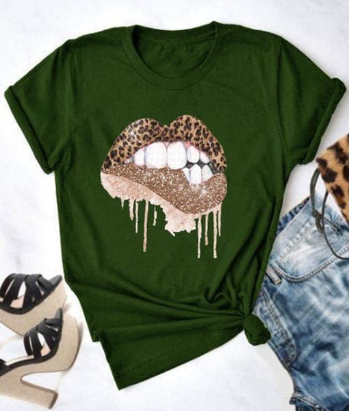 women's t-shirt the summer short-sleeved casual korean edition jacket leopard print lip pattern men and women, White
women's t-shirt the summer short-sleeved casual korean edition jacket leopard print lip pattern men and women, White