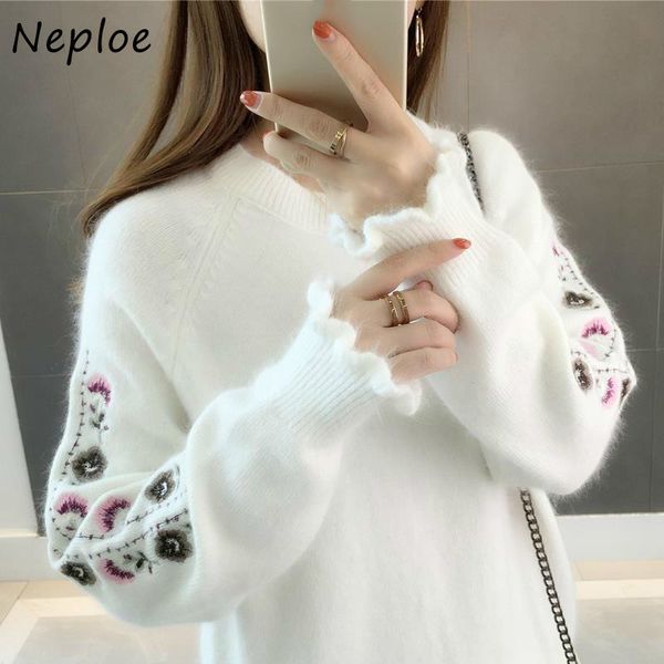 neploe autumn winter knitting sweater o neck embroidery flowers long sleeve pullover women fashion all match female 210423, White;black
neploe autumn winter knitting sweater o neck embroidery flowers long sleeve pullover women fashion all match female 210423, White;black
