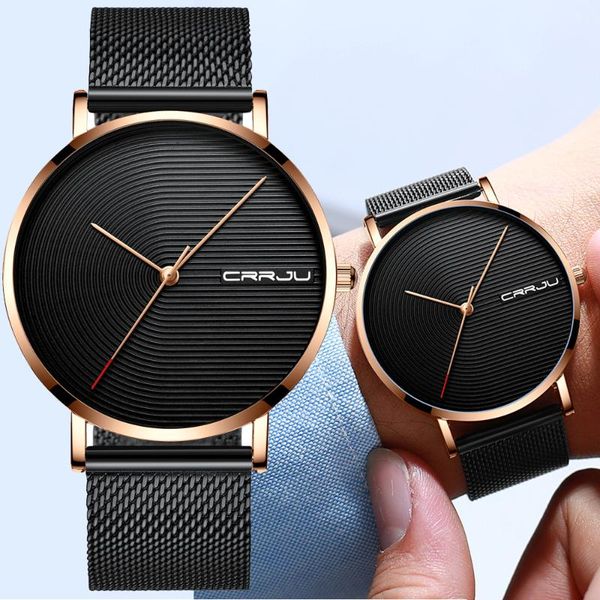 wristwatches crrju men watch fashion waterproof stainless steel mesh band wristwatch simple design clock relojes de hombre, Slivery;brown
wristwatches crrju men watch fashion waterproof stainless steel mesh band wristwatch simple design clock relojes de hombre, Slivery;brown