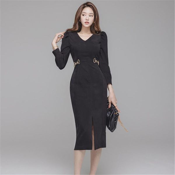 korean style 2021 autumn winter office lady fashion v-neck long sleeve slim dress women high waist solid color bodycon casual dresses, Black;gray
korean style 2021 autumn winter office lady fashion v-neck long sleeve slim dress women high waist solid color bodycon casual dresses, Black;gray