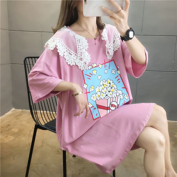 women's t-shirt cute print graphic tees women streetwear patchwork loose woman clothes lace doll collar oversized tshirt summer ne, White
women's t-shirt cute print graphic tees women streetwear patchwork loose woman clothes lace doll collar oversized tshirt summer ne, White