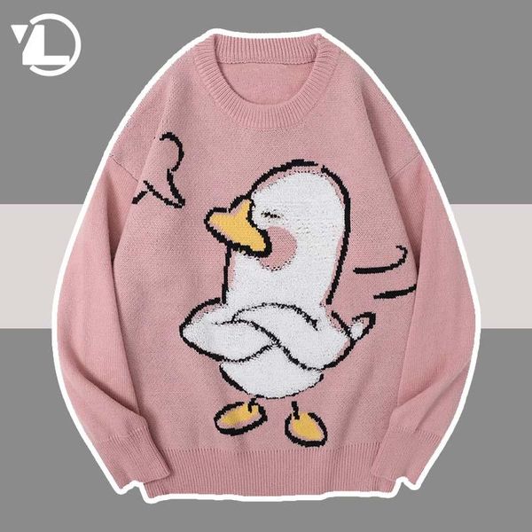 men's sweaters autumn cartoon duck printed sweater men women korean harajuku jumper oversize hip hop pullovers winter streetwear, White;black
men's sweaters autumn cartoon duck printed sweater men women korean harajuku jumper oversize hip hop pullovers winter streetwear, White;black