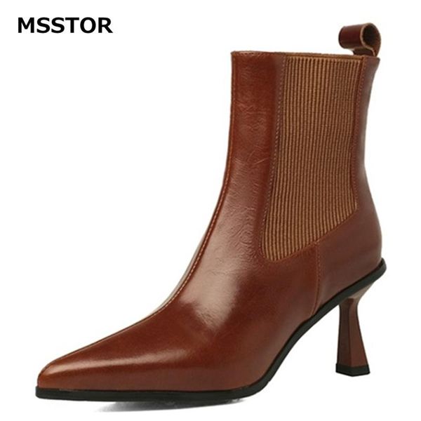 boots sewing genuine leather ankle women pointed toe brown casual fashion slip-on thin high heels shoes winter, Black
boots sewing genuine leather ankle women pointed toe brown casual fashion slip-on thin high heels shoes winter, Black