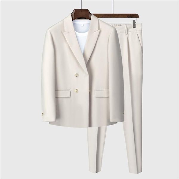 men's suits & blazers summer autumn men 2 pieces set loosetuxedo male suit dress jacket coat pants, White;black
men's suits & blazers summer autumn men 2 pieces set loosetuxedo male suit dress jacket coat pants, White;black